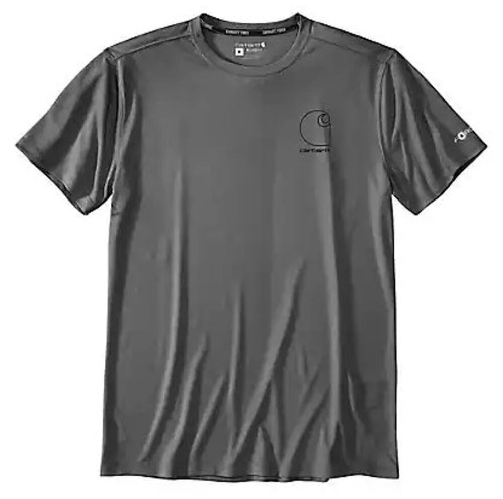 NWT Carhartt Men's Force Sun Defender Relaxed Logo T-Shirt in Steel Heather Med